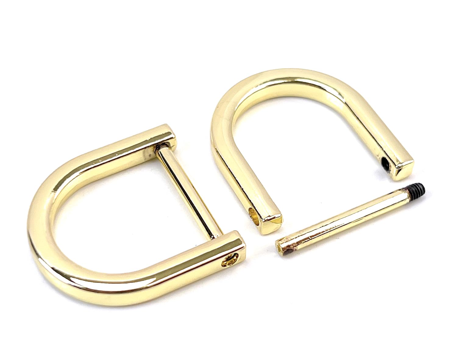 VersaKits 4 Pcs Heavy Duty D Rings Screw in Shackle 3/4 Inch Green Light Gold U Shape Replacement D Ring for Purse Keychain Dog Collar