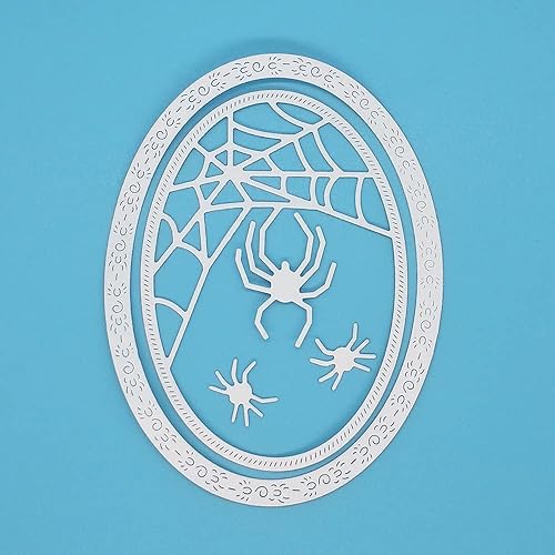 Miniatura 3 de Troqueles de metal, 4.6 x 3.5 in para Halloween, diseño ovalado de telaraña, telaraña, corte de metal, troqueles para hacer tarjetas, manualidades,