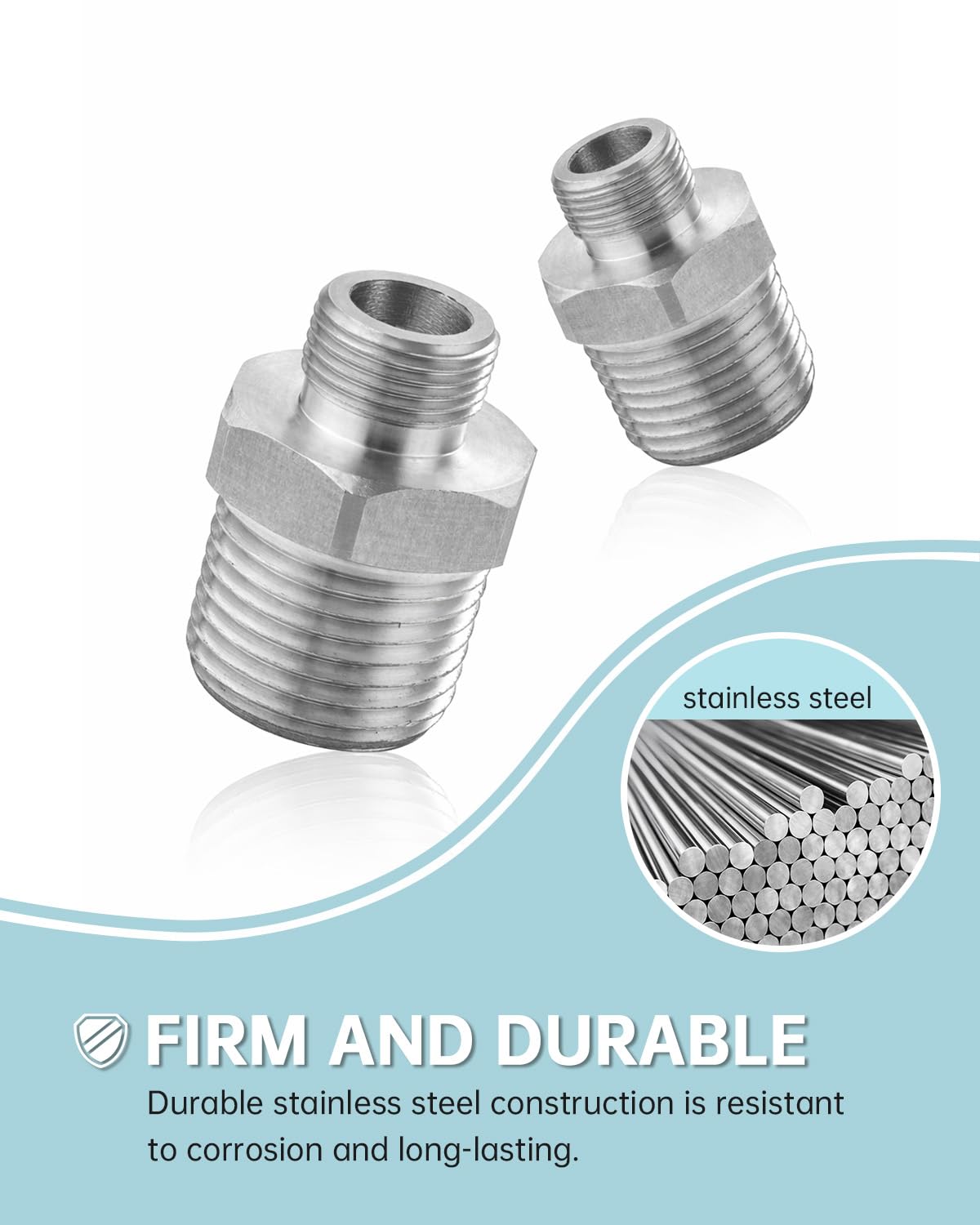 Stainless Steel Faucet Adapter - 1/2 to 3/8 Reducer -6
