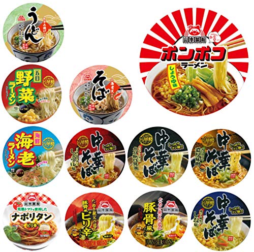 ポンポコラーメンの山本製粉 うどん そば ラーメン 12個セット ポンポコラーメンの山本製粉 うどん そば ラーメン 12個セット