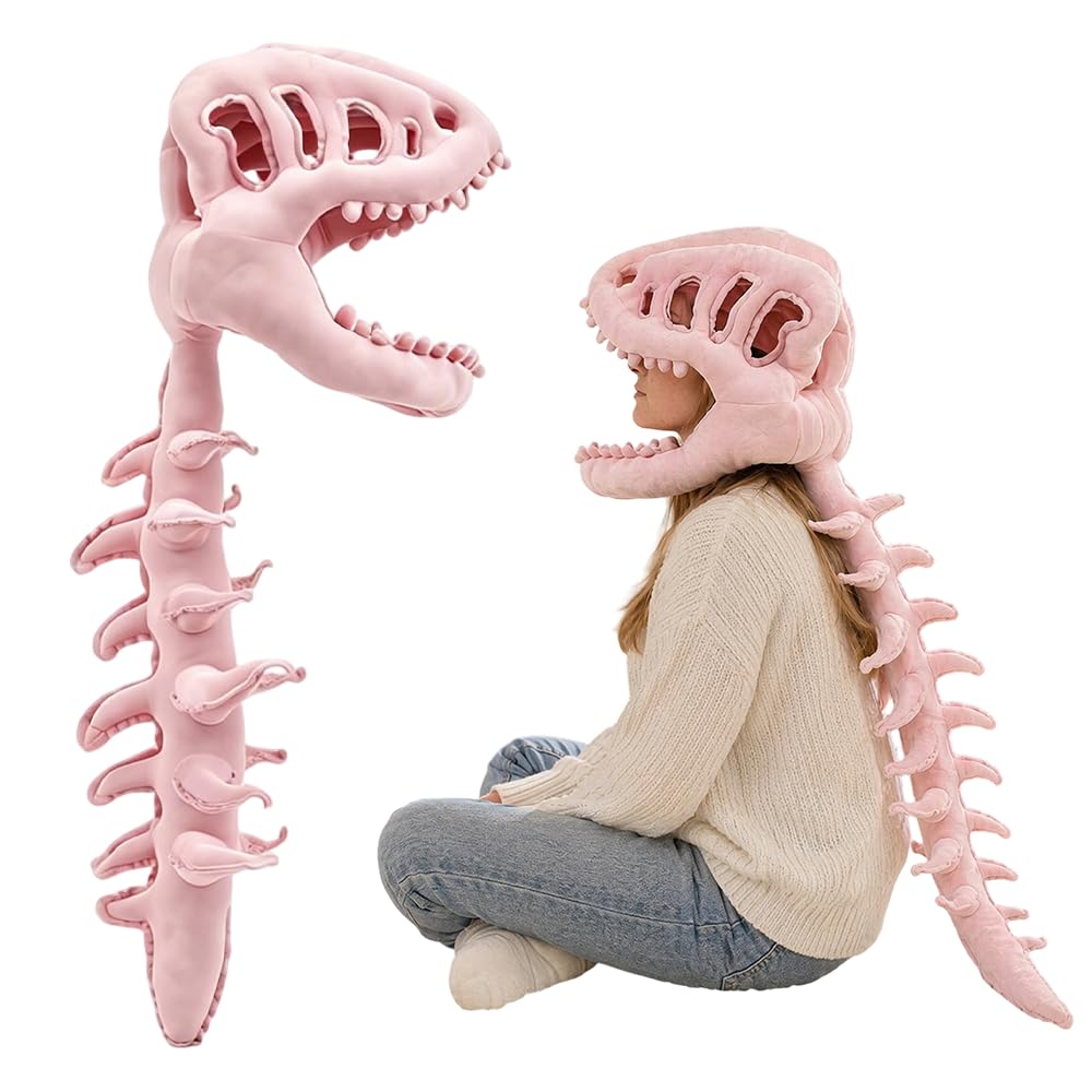 3D Wearable Realistic Skeleton Dinosaur Costume, Realistic Dinosaur Skeleton Costume Set, Lightweight Dinosaur Fossil Jumpsuit for Adults Kids, Fancy Dress Party Carnival Cosplay Photo Props, Pink — image 1
