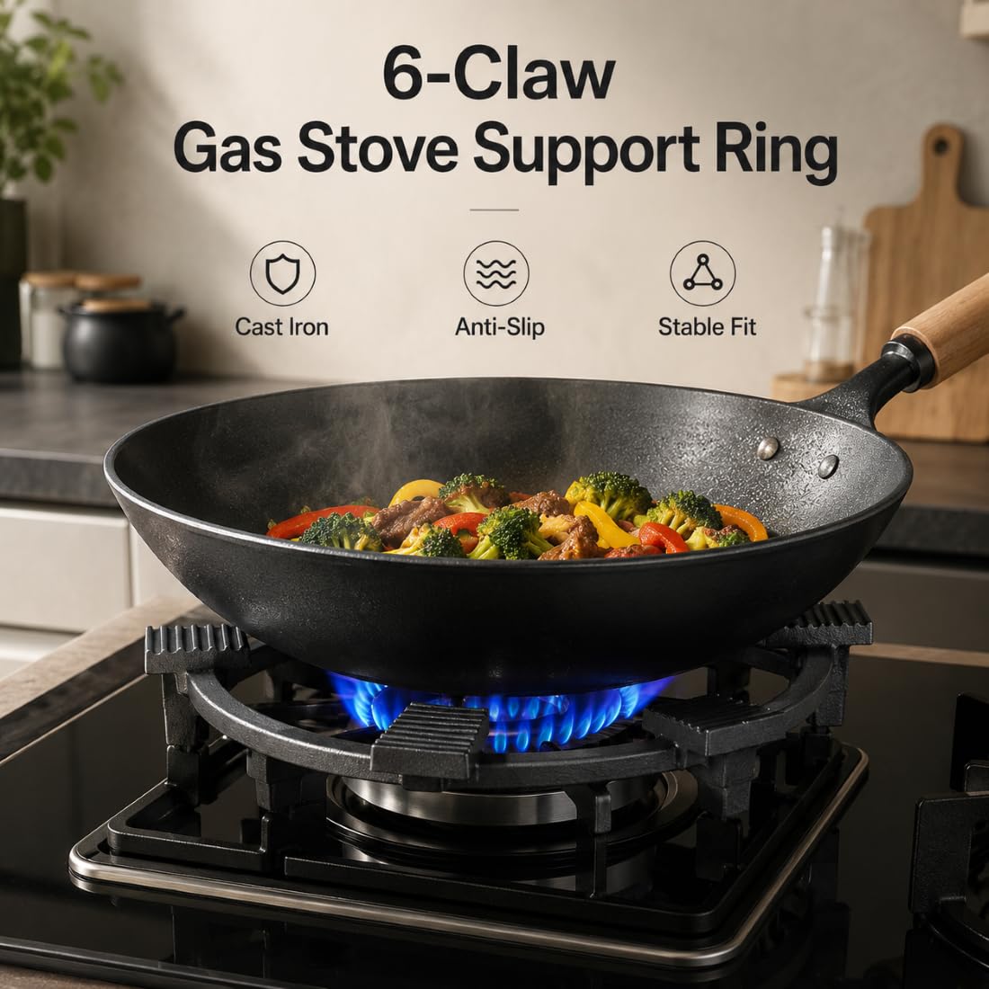 Supporto Pentole per Caple C886G, Ghisa Sferoidale a 6 Bracci
