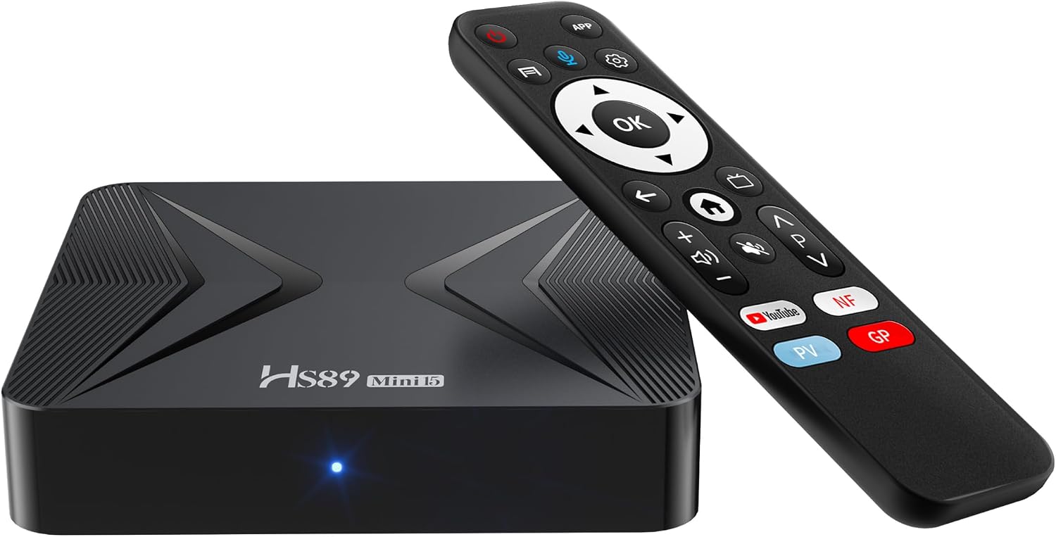 HS89 MINI15 Android TV Box 14.0 8K 2026 Android Box 4GB RAM 32GB ROM RK3539 Quad Core 64bit, Support Dual-WiFi 2.4G/5G WIFI6 3D HDR10+ BT5.0, PRO14 Android TV Box Smart with Voice Remote Control