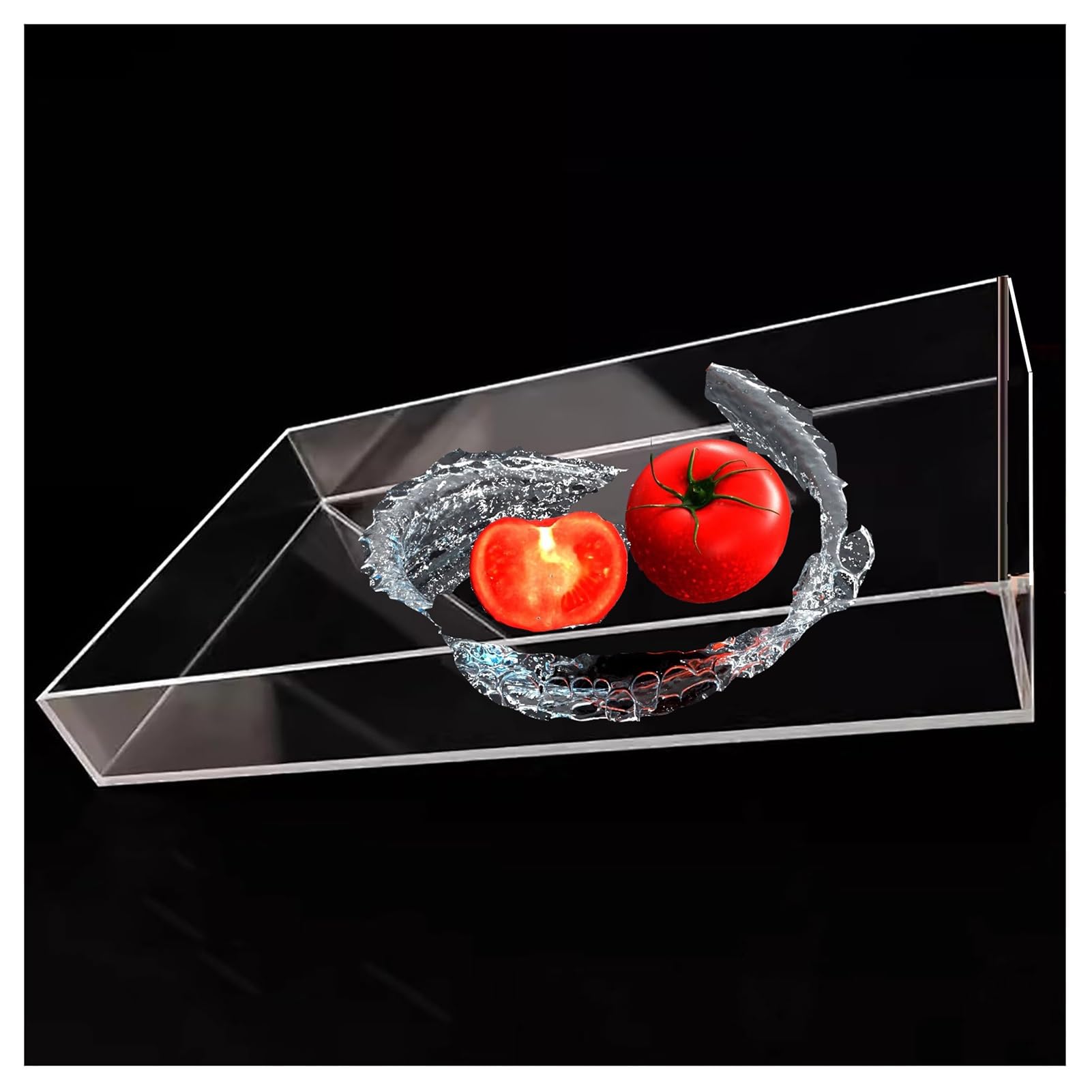 Vitrina acrílica para fotografía y almacenamiento de cosméticos, diseño dinámico de tanque de agua poco profundo, construcción acrílica duradera