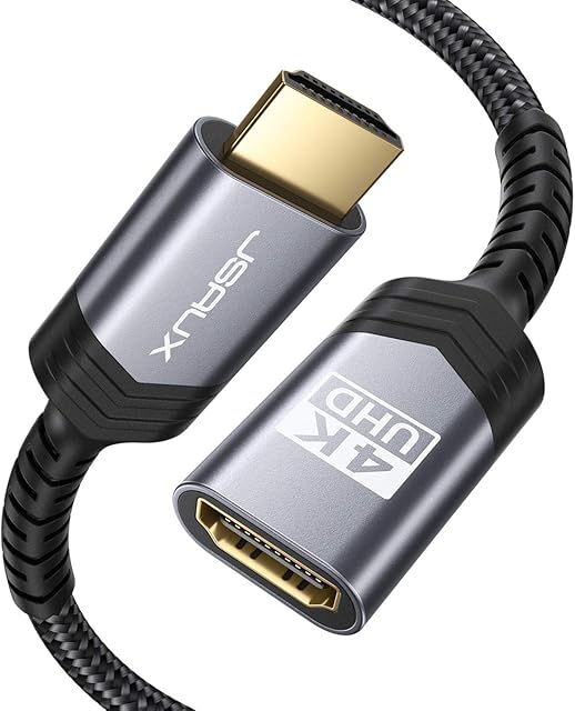 JSAUX HDMI Extension Cable, 1M 4K@60Hz HDR High Speed HDMI 2.0 Extender HDMI Male to Female Lead Support 3D, 18Gbps, ARC, Ethernet Compatible for TV Stick, Roku Fire Stick, Blu-Ray, PS3/PS4 - Grey