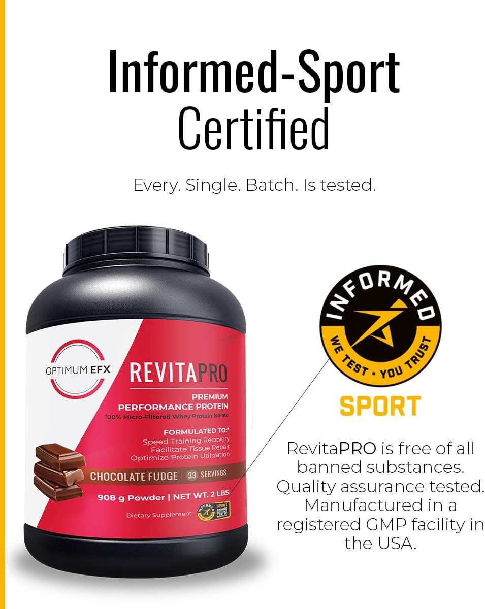 OPTIMUM EFX RevitaPRO, Premium Performance Protein, 100% Micro-Filtered Whey Protein Isolate, Naturally Sweetened, No Soy, Zero Added Sugar, Zero Artificial Ingredients -2 Pound (Chocolate Fudge)
