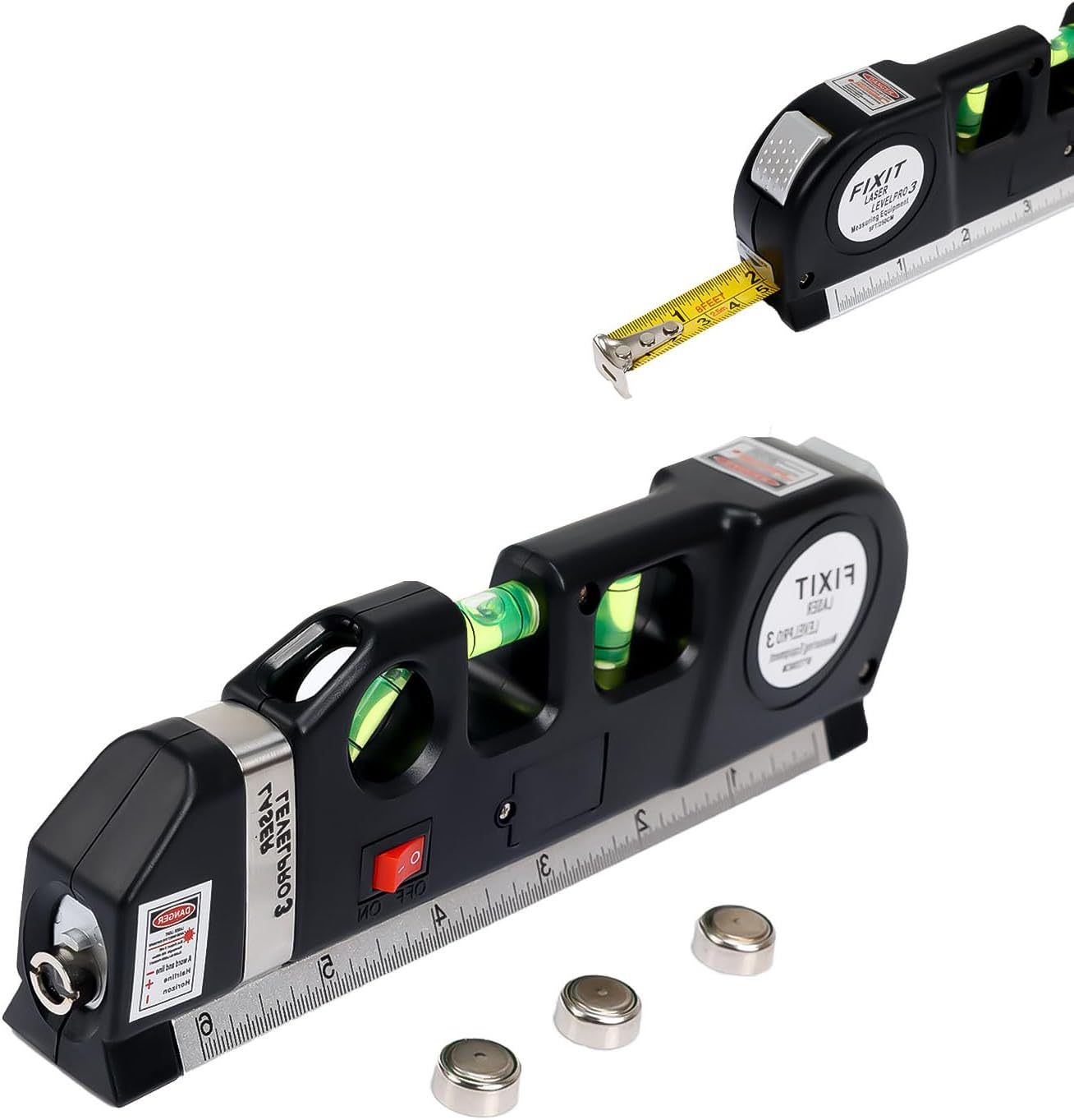 Laser Level Line Tool, Standard Cross Line Laser leveler with 8ft/2.5M Metric Ruler, Multipurpose Laser Leveler Kit for Flooring & Tile Installation