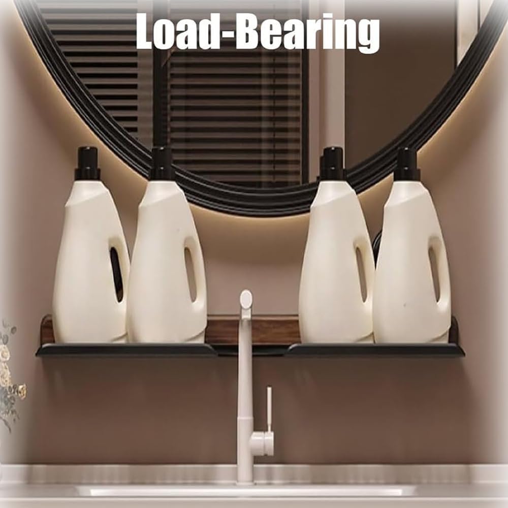 Estante de baño de nogal montado en la pared con ventosa sobre grifo, soporte de cocina, sin taladro, 70 cm, ajustable, 4080 cm, hogar moderno