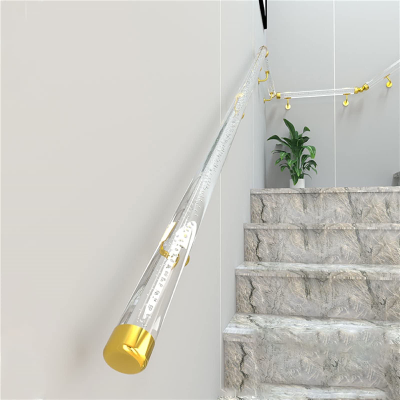 Main courante en acrylique transparent pour escalier intérieur et extérieur sécurisé