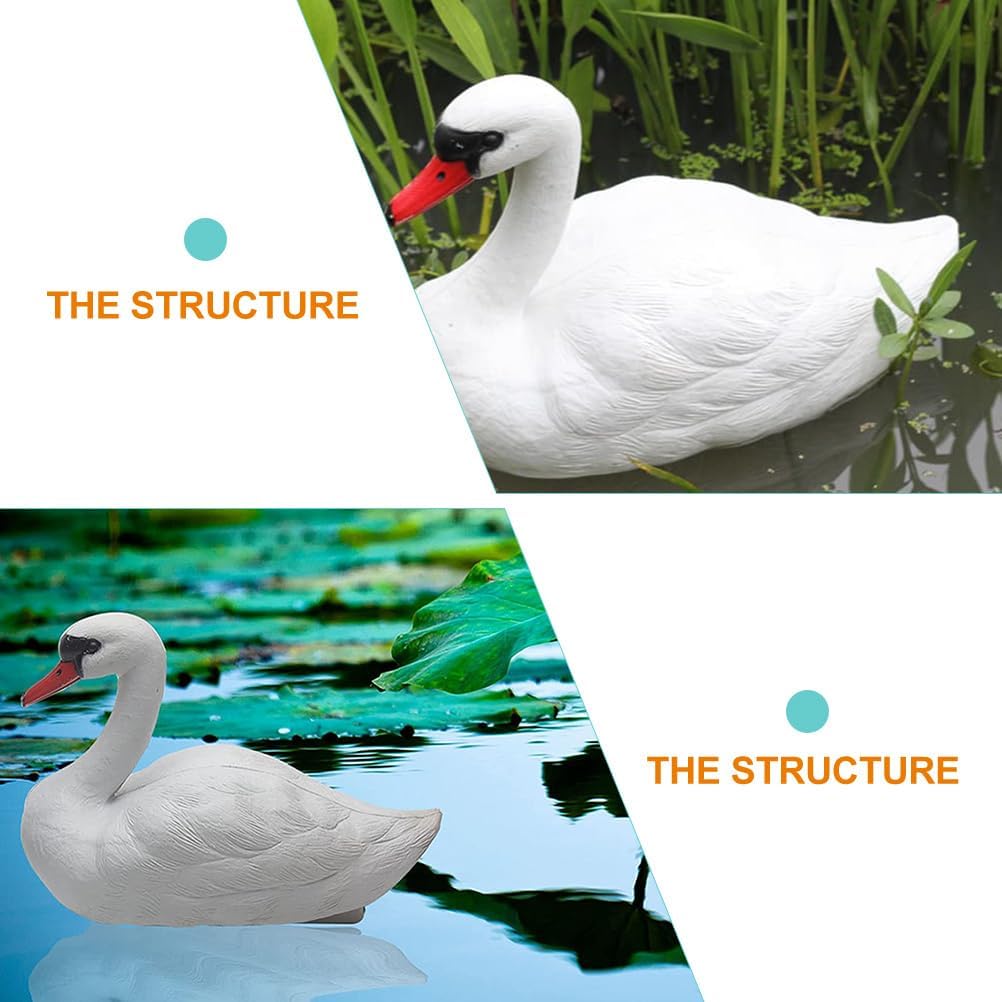 Cabilock Simulated Swan Statue 3D Floating Fake Lawn Swan Decorative Pool Goose Decoy for Outdoor Garden Pond Patio