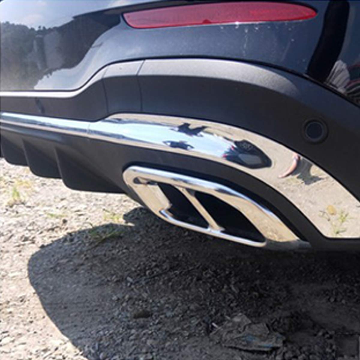 YIWANG Edelstahl Exterior Zubehör Auspuff Endrohr Dekoration Rahmen Abdeckung Blenden Für Benz GLE GLC GLS W167 X253 X167 2019 2020 Auto Zubehör (Silve)