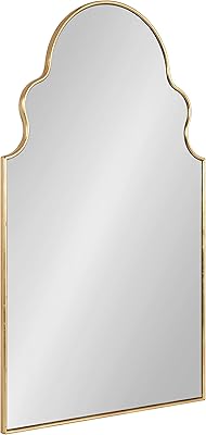 Kate and Laurel Vania Modern Glam Decorative Moroccan Arched Wall Mirror with Scalloped Edges and Tall Statement Size, 20x34, Gold