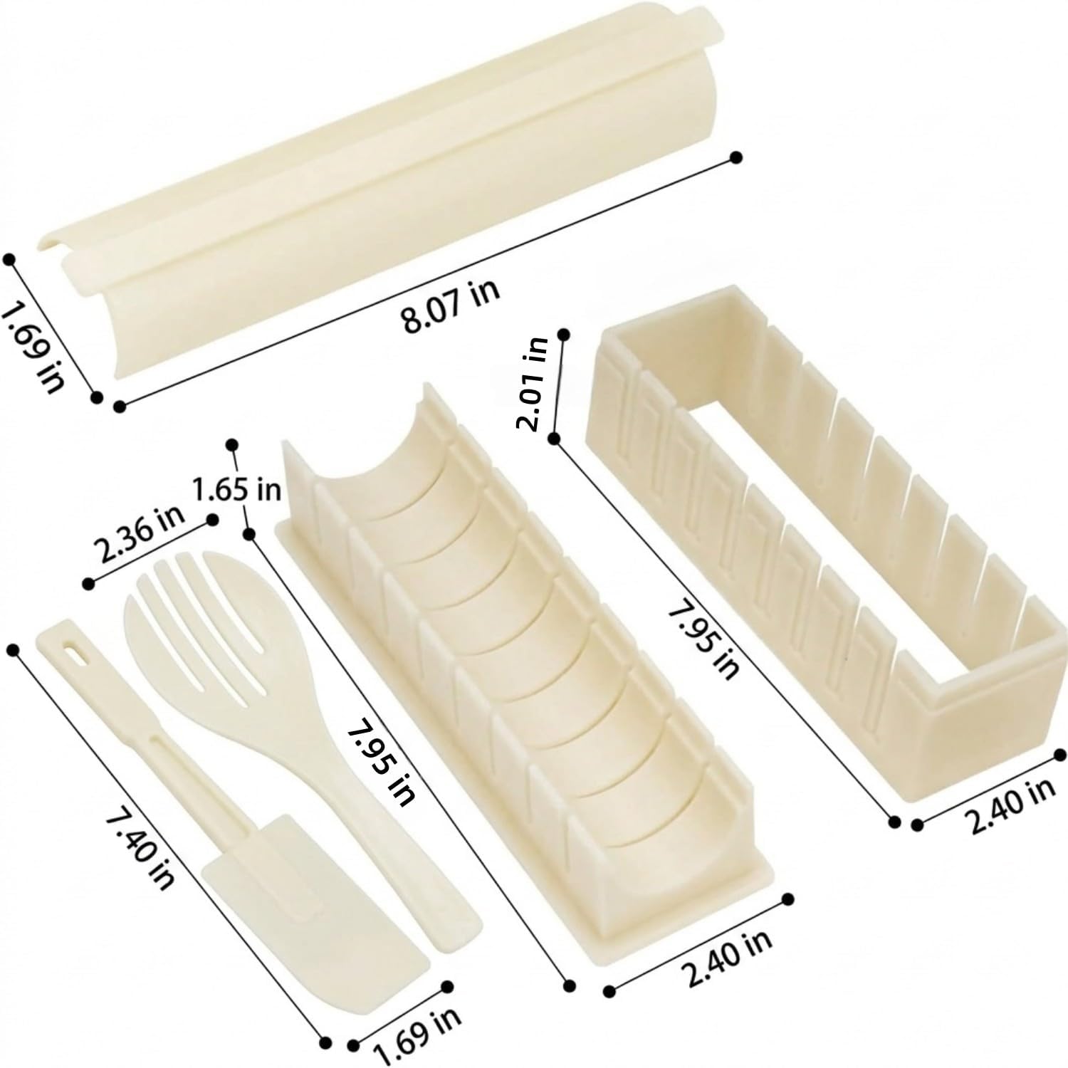 Sushi Making Kit 5-in-1 Mold Press for Beginners | Rice Shape Tool, Sushi Roll Maker, Easy to Use for Home Cooking, Kitchen Gadget for Party & Daily Meal (Round)