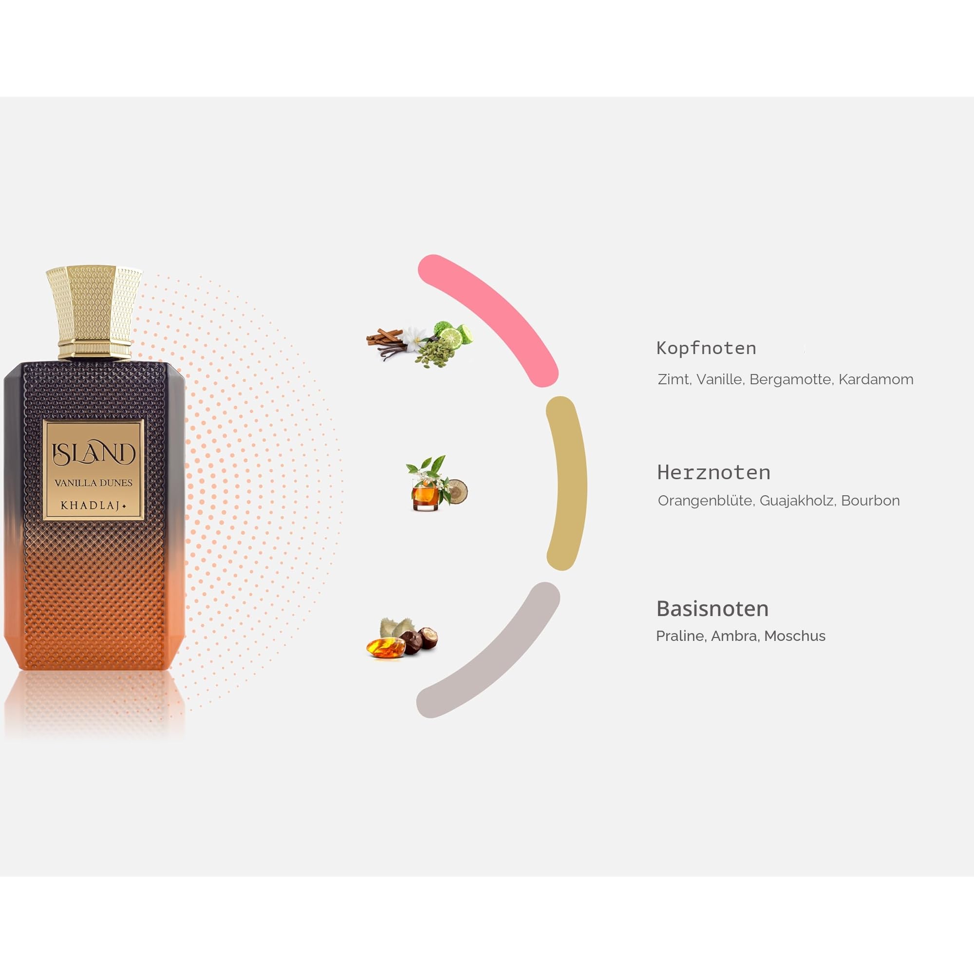 Khadlaj Island Vanilla Dunes Extrait de Parfum, Spray, warmes, würziges Bourbon-Vanille-Parfüm, Uni, 100 ml