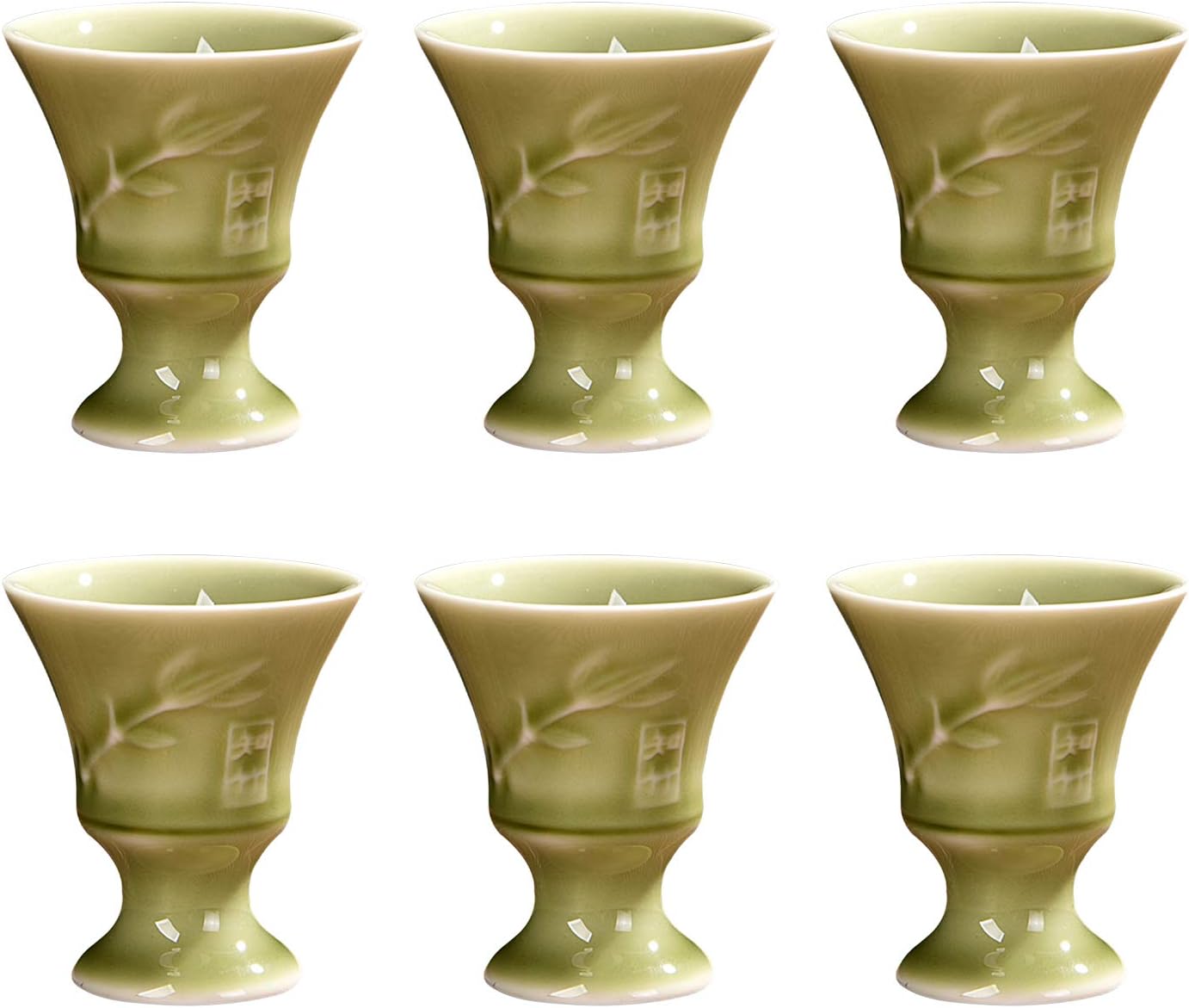 Hand-Painted Egg Cup Shot Glasses Set Made of Porcelain for Home, Kitchen and Restaurant, 5 X 5.6 cm,Purple,Single (Bamboo Set of 6)