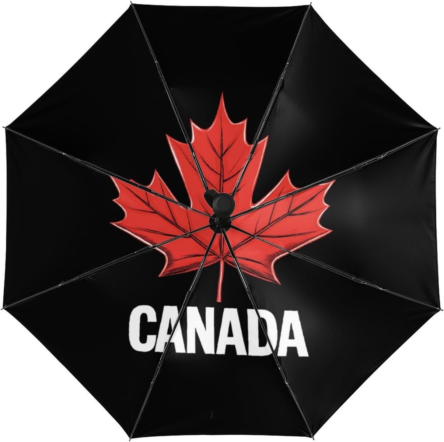 Canadian Maple Leaf Windproof Travel Umbrella Compact Portable Automatic Umbrella for Sun Rain