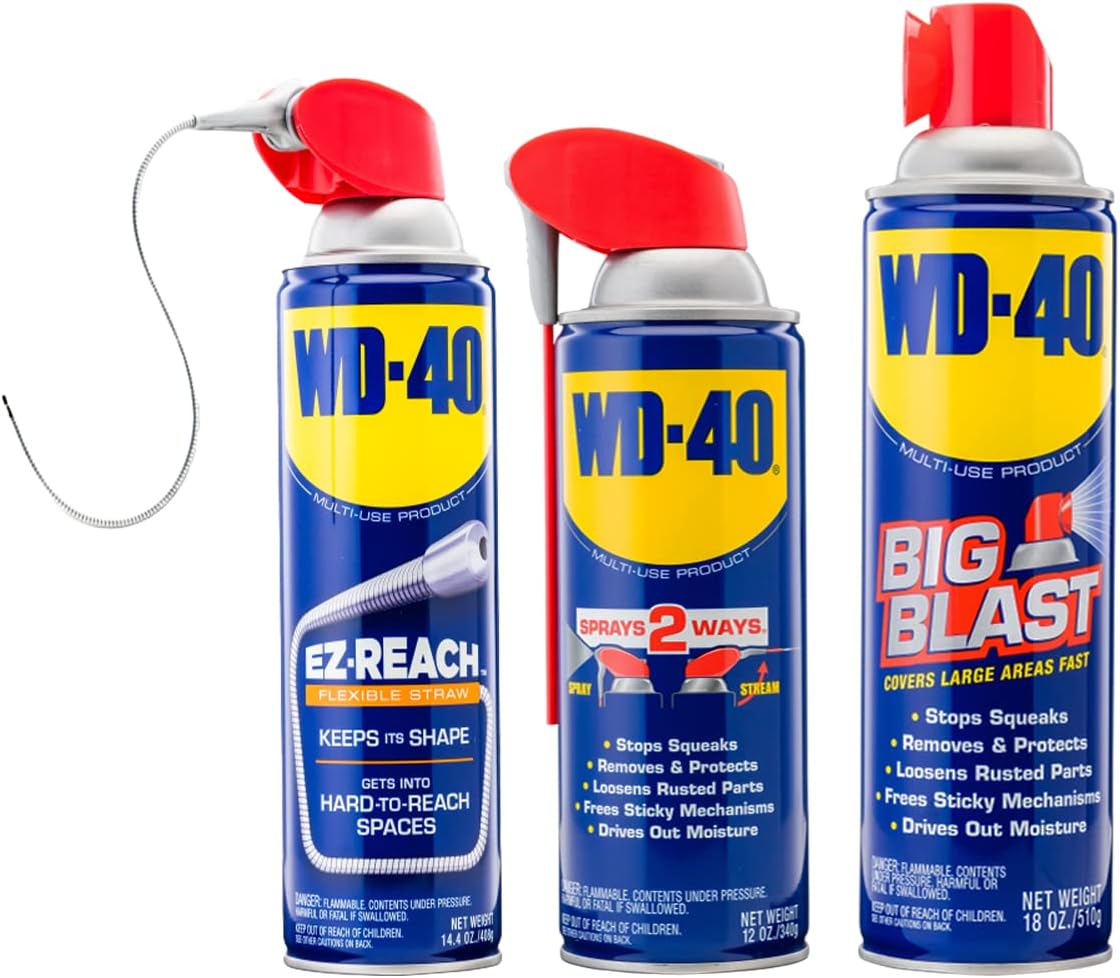 WD-40 Original Formula 3 Sizes Combo Kit - 12 OZ Smart Straw & 14.4 OZ EZ Reach & 18 OZ Big Blast, Spray delivery System for All Your Job Needs, Combo 3-Pack