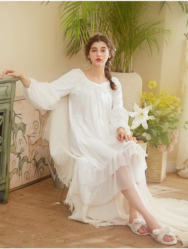 Victorian Princess Style Cotton Nightgown for Women Vintage Palace Sleepwear - Image 2