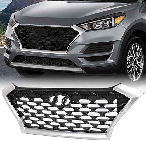 Miniatura 9 de CHEDA Conjunto de rejilla de parachoques superior delantero, borde cromado y negro con detalles negros compatible con Hyundai Tucson 2019 2020 2021