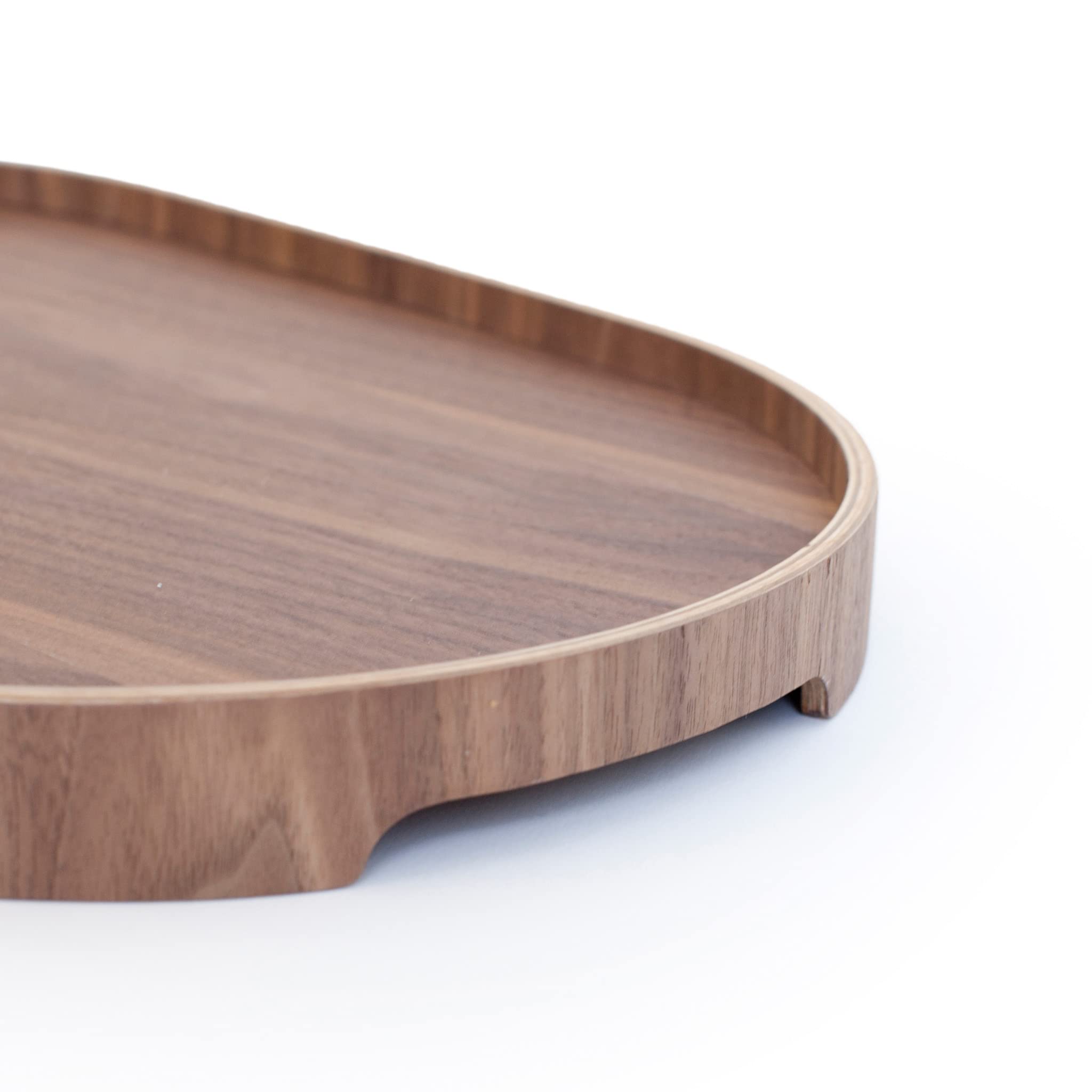 Vassoio da portata Antiscivolo. Vassoio portatile per colazione, pranzo, cena. Legno di noce naturale. MEDIO (39x26x3 cm)