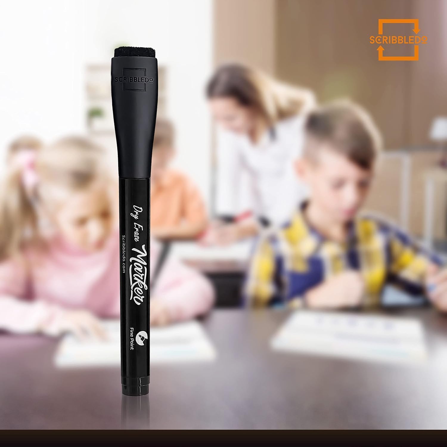 Scribbledo Whiteboard-Marker mit feiner Spitze, mit Radiergummi, dünn, geruchsarm, für Kinder, Erwachsene, Studenten, Lehrer, Zuhause, Schule und Büro, 36 Stück