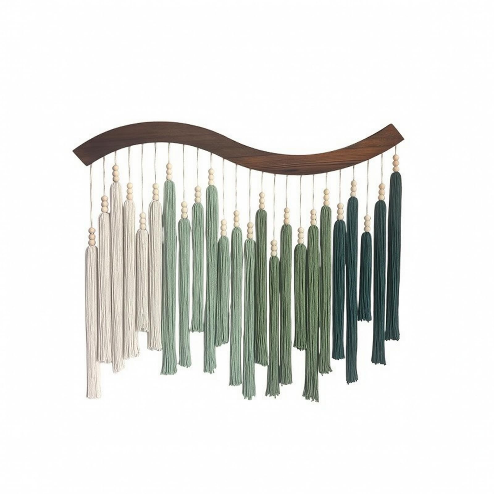 Tapiz Bohemio de Pared Macramé Adorno Colgante Decoración con Madera Maciza y Cordones Algodón y Madera CREA Atmósfera Acogedora Adecuado para, 80 70cm, Verde