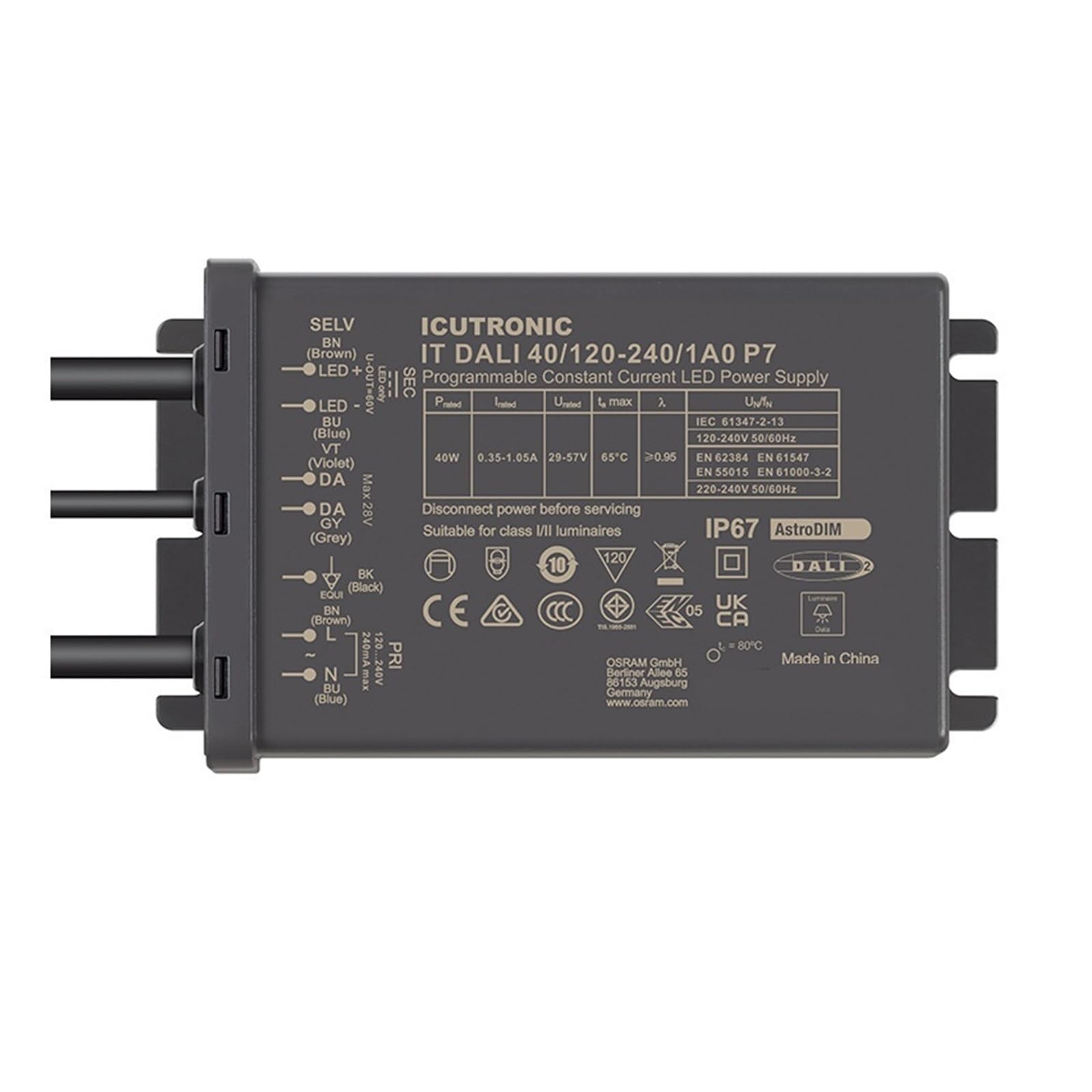 Alimentation DALI IT Dali 40 en aluminium à courant constant durable