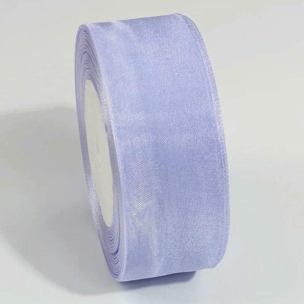 Jhdwu 50 Yards Sheer Chiffon Ribbon Organza Satin Ribbons for Present Wrapping Wedding Decoration Bouquets Party Wreath DIY Fabric Crafts