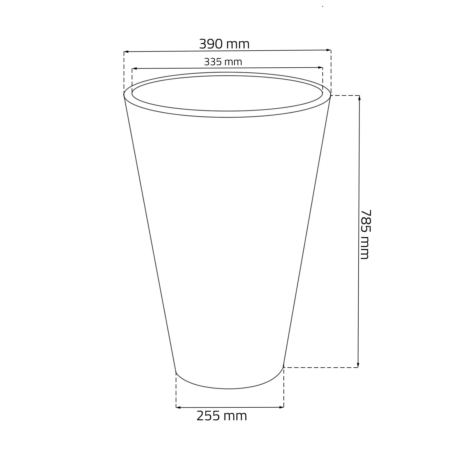 Pot de Fleur Sahara en Plastique Anthracite 78.5 cm ht avec bac Interne