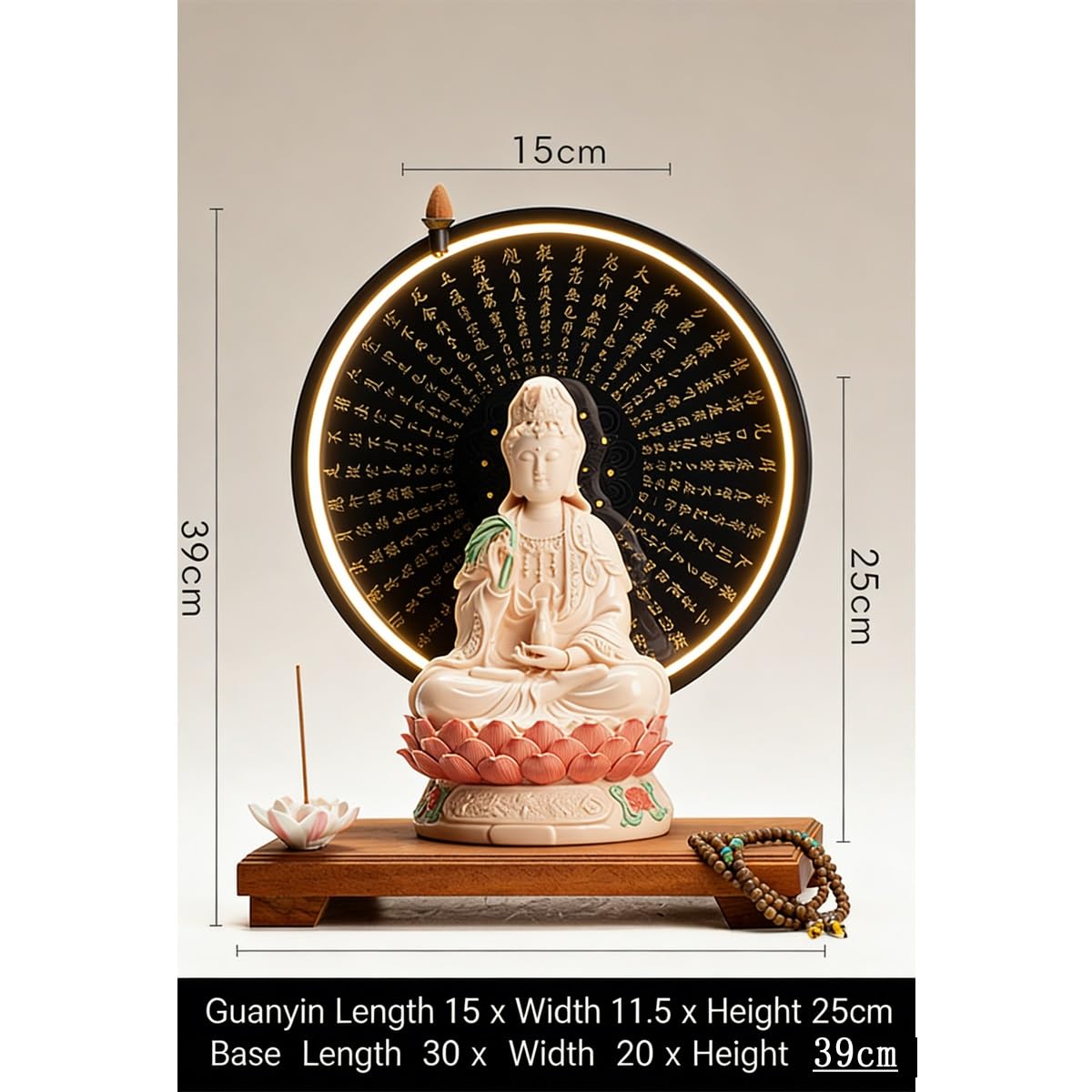 Portaincenso in Ceramica Artigianale,Bodhisattva Guanyin (Buddhista) Arte e Cultura Cinese Bruciaincenso a riflusso Decorativo Supporto per incenso a Cono Elemento d'arredo e Idea Regalo(A)