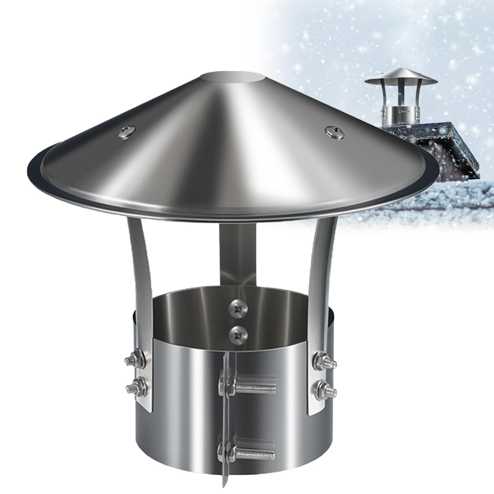 OYSKGNCMW Chimney Cowl Chimney Cap, 201 Stainless Steel Chimney Cover, Vent Hood Pipe Diameter fit Most Standard Chimneys, Chimney Flue Protector Cowl, Round Roof Rain Cap, Stove Pipe Cap(160mm/6.3")