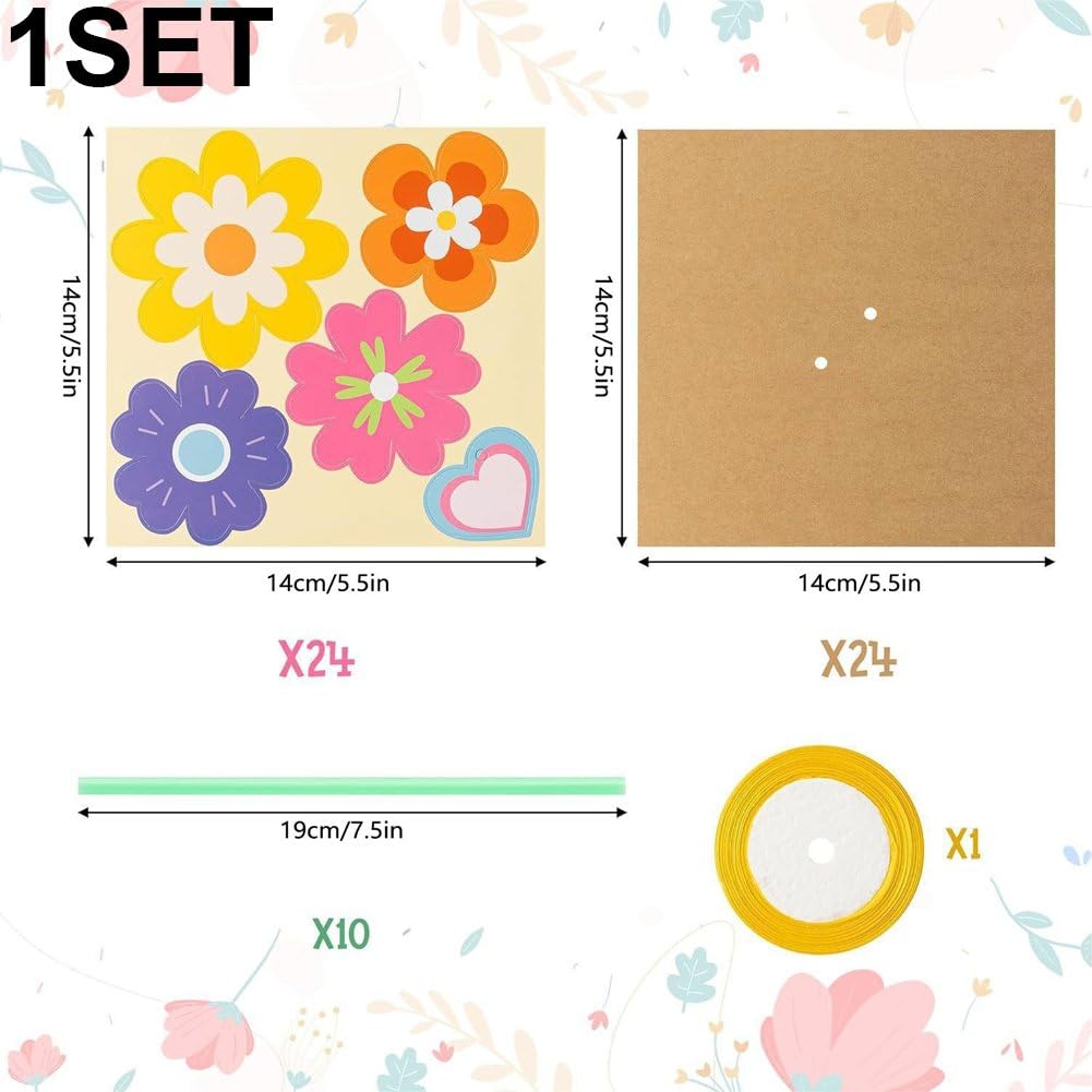 24 szt. DIY papierowy zestaw do rękodzieła, ręcznie wykonany materiał artystyczny na Dzień Matki do szkoły klasy domu wakacje