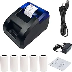 Impressora de recibos Bluetooth térmica portátil ou impressora POS USB Dual Connectivity com 5 rolos de paple,58mm,alta velocidade 70mm s impressão para restaurantes varejo,auto temperatura contral