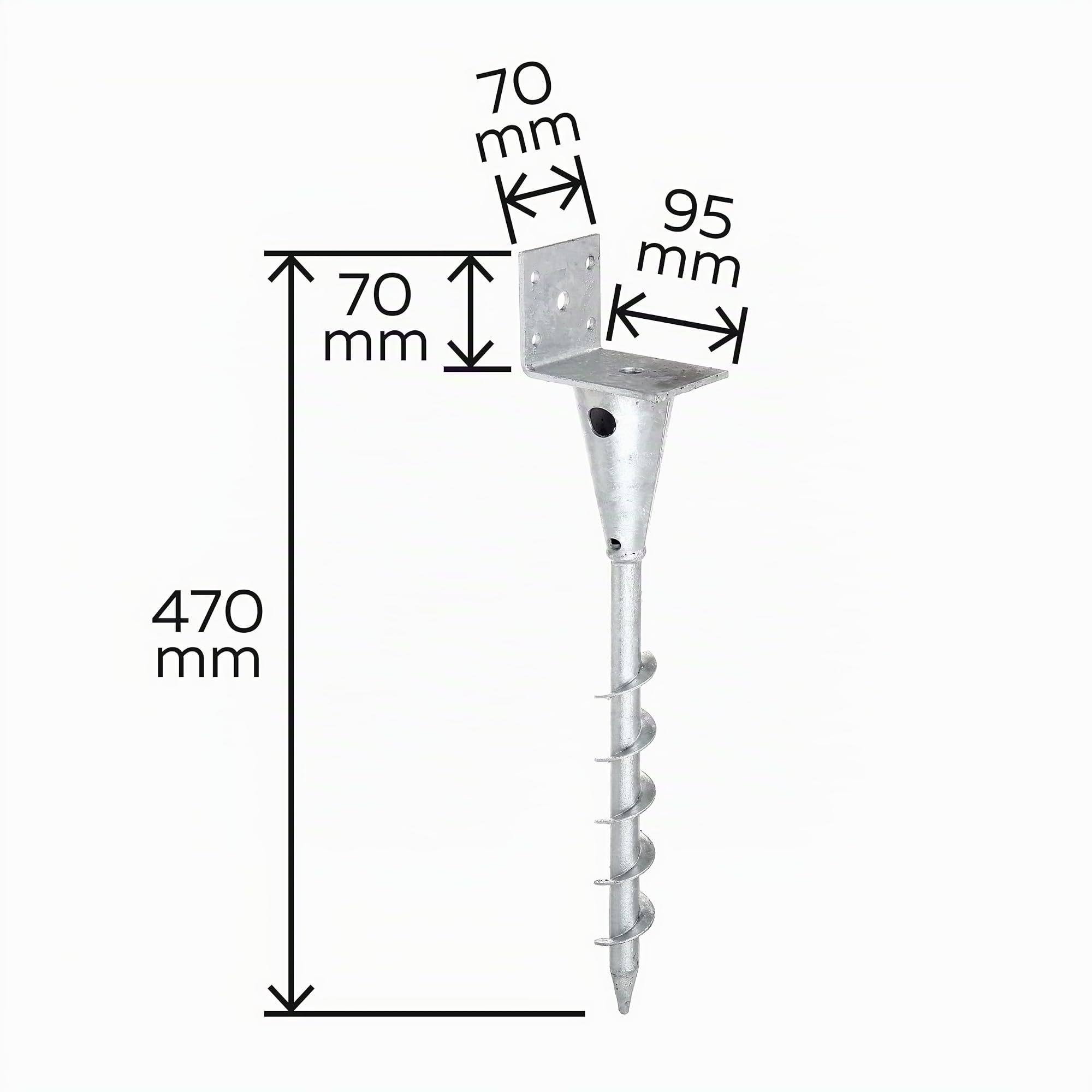 Alberts 212278 Ancre de poteau en L pour poteau en bois carrés | à visser | galvanisée à chaud | hauteur totale 470 mm | largeur 95 mm