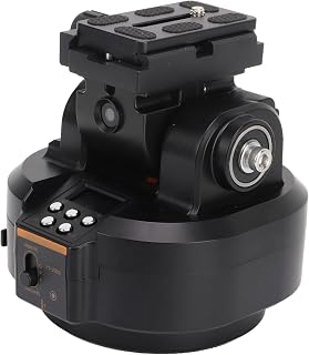 Motorized Rotating Panoramic Tripod Head, Pan Tilt Head with 2.4G Remote Control and Phone Holder, Load up 2kg, for DSLR Cameras, Camcorders, Smartphones, Tripod