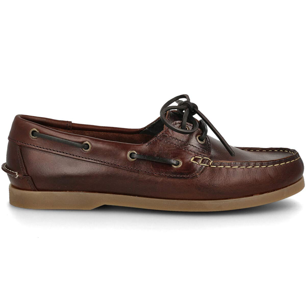 Scarpe da Barca Uomo in Pelle Speciale Seahorse Oliata. Fatto in Spagna. 2 Occhielli Classici Stringata. Suola in Gomma. Marrone e Blu