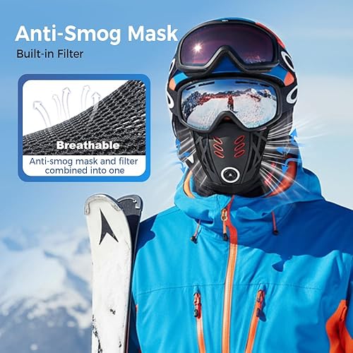 Miniatura 5 de Máscara de esquí, pasamontañas de invierno antiempañamiento cálido para hombres y mujeres, resistente al viento, motocicleta, snowboard y equitación