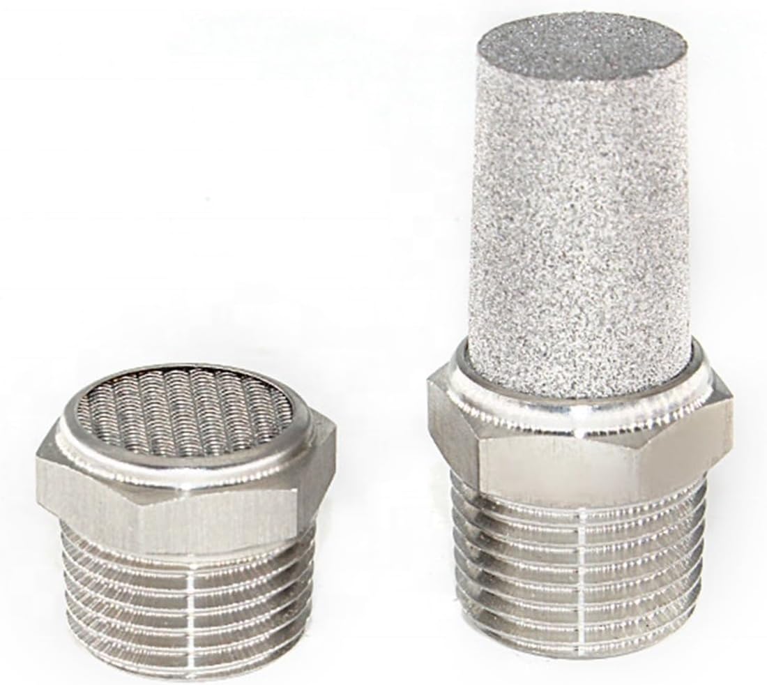 Stainless Steel Tube Fittings Pneumatic Valve Flat End Exhaust Muffler Air Silencer BSL/BSLM 1/8 1/4 3/8 1/4 2Pcs(304BSL-03)