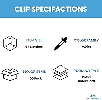 Vista 6 de 1InTheOffice Index Cards 4 x 6, tarjetas de índice con rayas, color blanco, 100 piezas, paquete de 4