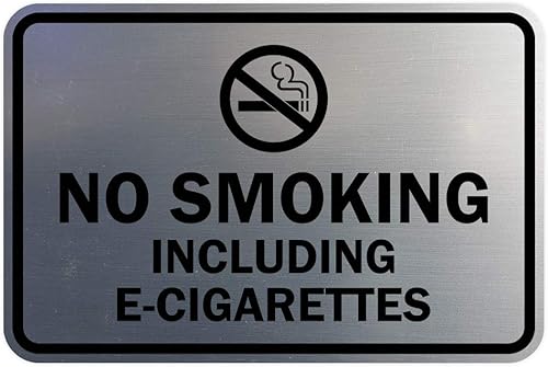 Signs ByLITA Clásico enmarcado no fumar incluyendo cigarrillos electrónicos cartel (plata cepillada) - mediano