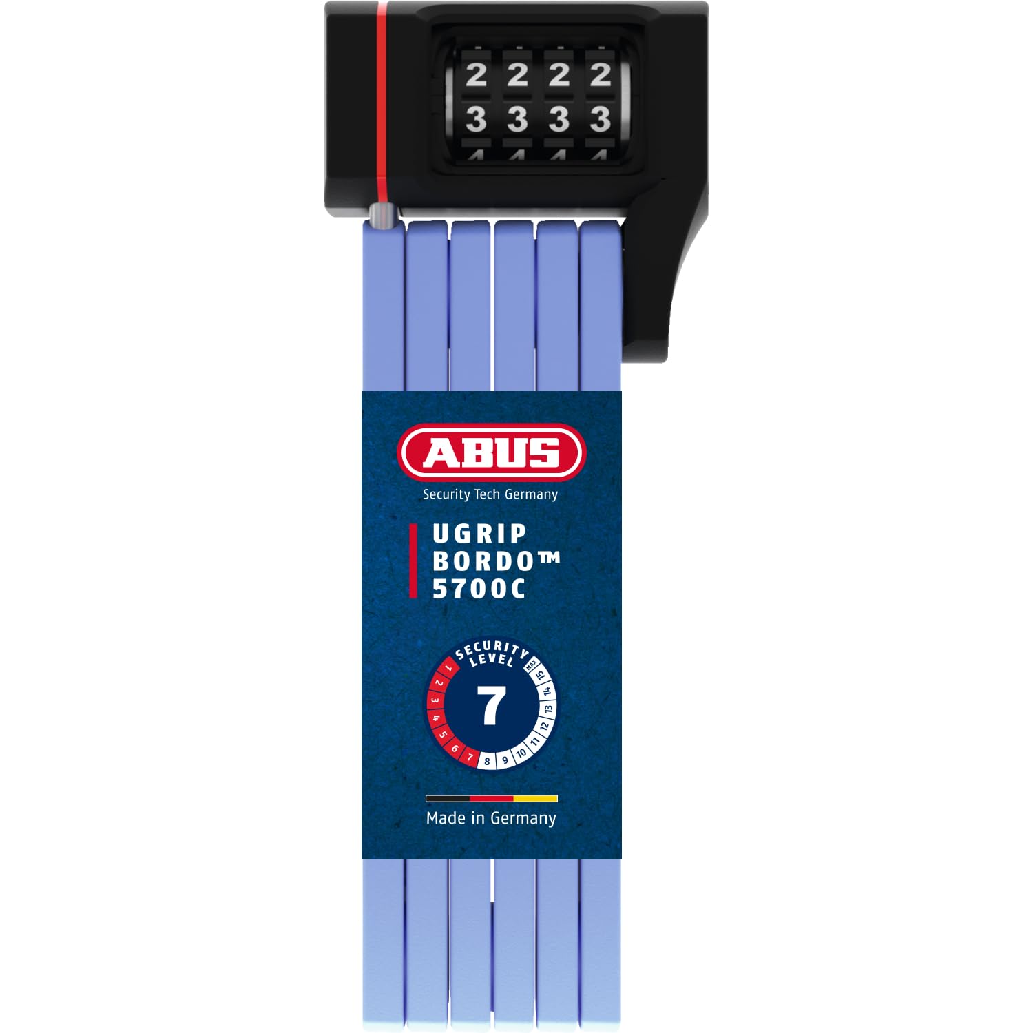ABUS Faltschloss Bordo uGrip 5700C SH mit Halterung - Fahrradschloss mit Zahlencode und 5 mm starken Stäben - ABUS-Sicherheitslevel 7