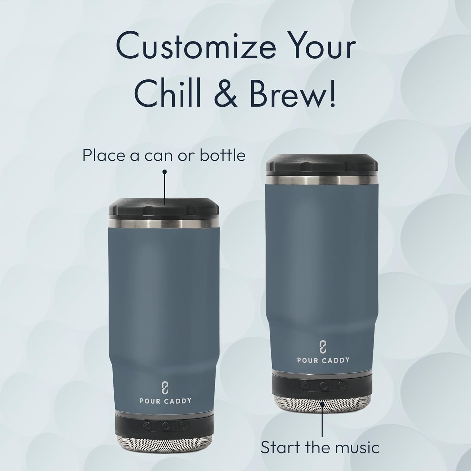Chill and Brew Bluetooth Speaker Cup, Insulated Can and Bottle Holder for Hot or Cold Drinks, Double Wall Stainless Steel Drinkware, Fits 12 oz Cans or 14 oz Liquid, Gray - Image 5