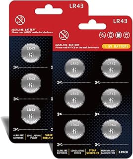 AG12 Battery L1142 Battery LR43 Battery SR43 D386 D301 186 SR43 1.5v Premium Alkaline Button Batteries 【5-Years Shelf Life】(12 Count)