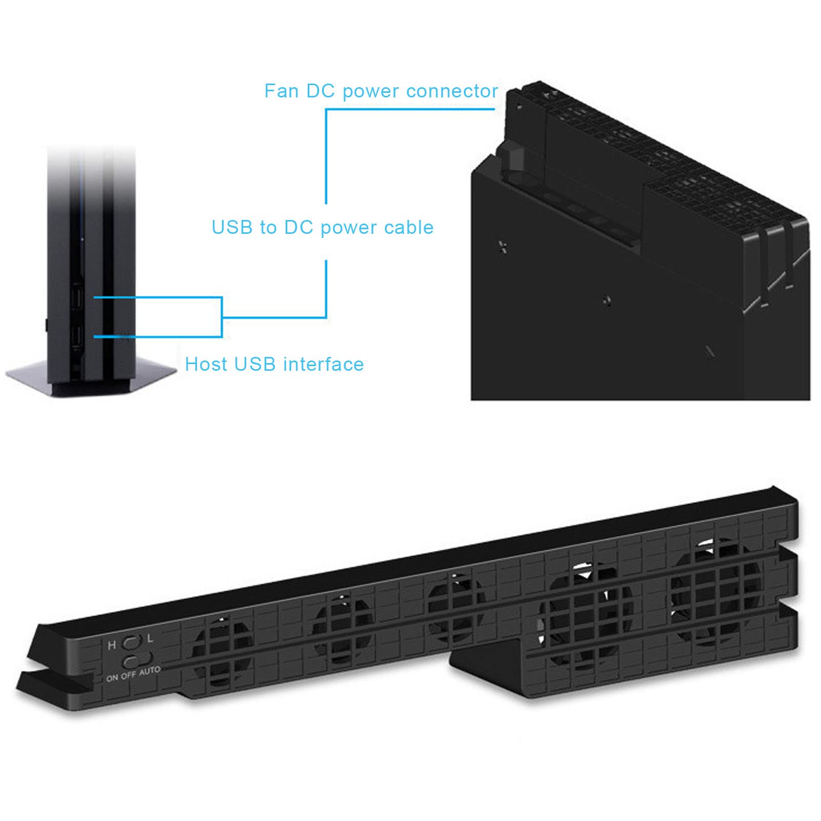 Ventilateur De Refroidissement PS4, Ventilateur De Refroidissement pour PS4 Pro, Refroidisseur Externe USB 5 Ventilateurs, Contrôle de la Température Turbo.