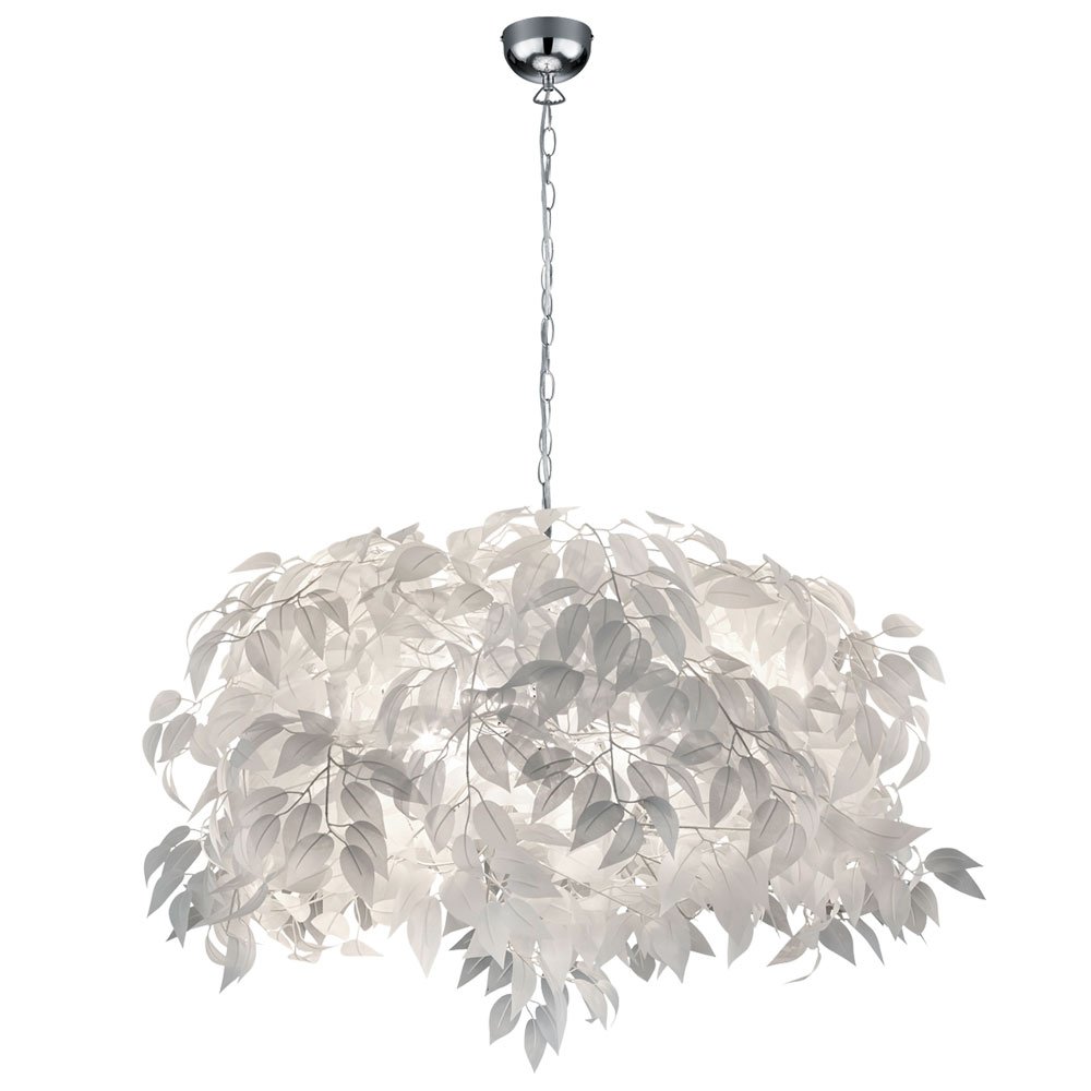 Reality Leuchten R10464001, Lampadario Leavy, E14, 28 W, 70 x 70 x 150 cm, Bianco