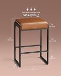 VASAGLE EKHO Collection - Tabourets à barres Ensemble de 2, Tabourets de comptoir de cuisine, Cuir synthétique avec couture, Moderne à mi-century, 26-Inch Tall, Salle à manger du bar à la maison, Montage facile, Caramel Brown ULBC086K01