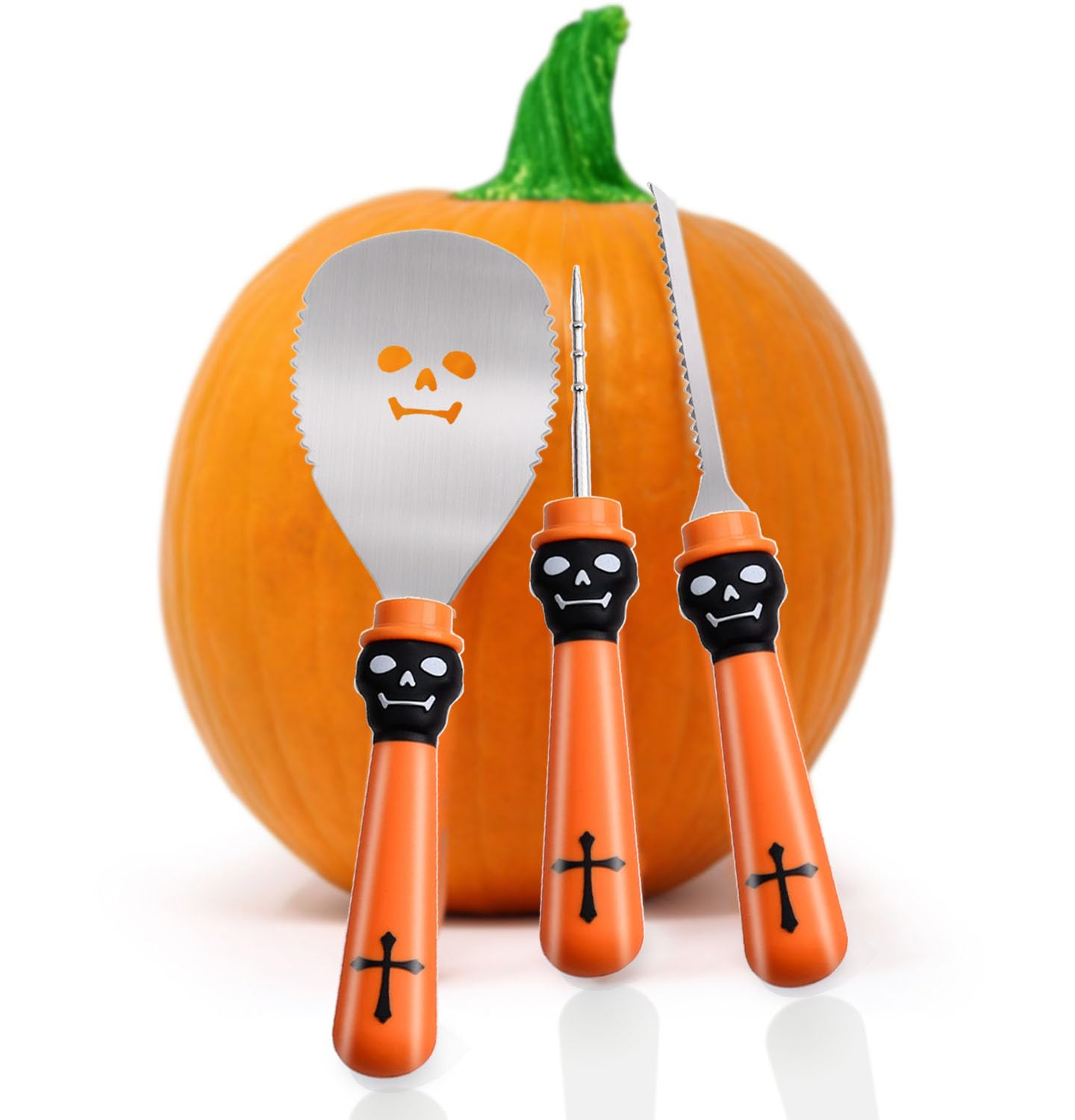 Wholesale Bulk 3-Piece Pumpkin Carving Kit Tools Halloween,Professional Heavy Duty Carving Set, Stainless Steel Tools Carving Knife for Halloween Decoration Jack-O-Lanterns, Gift for Halloween — Amazon image 10