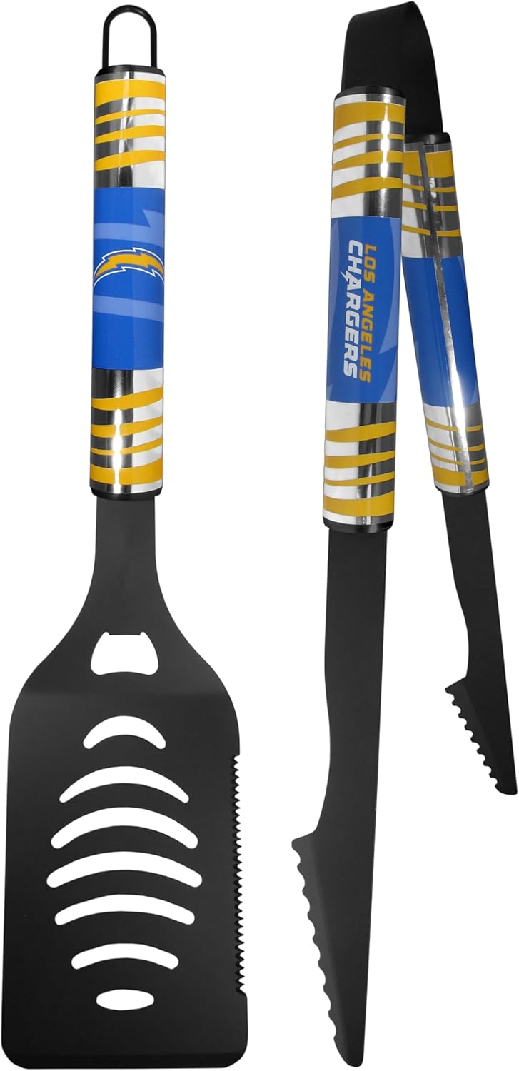 Siskiyou Sports NFL Los Angeles Chargers 2 pc Black Tailgate BBQ Set, One Size, Black