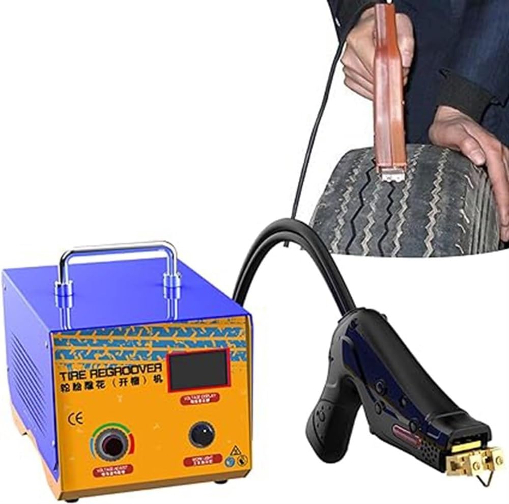 Máquina ranuradora de neumáticos, herramienta de regeneración de goma de 1000 W con control de profundidad y ángulo para recauchutado, ranuradora profesional de neumáticos para renovación de goma
