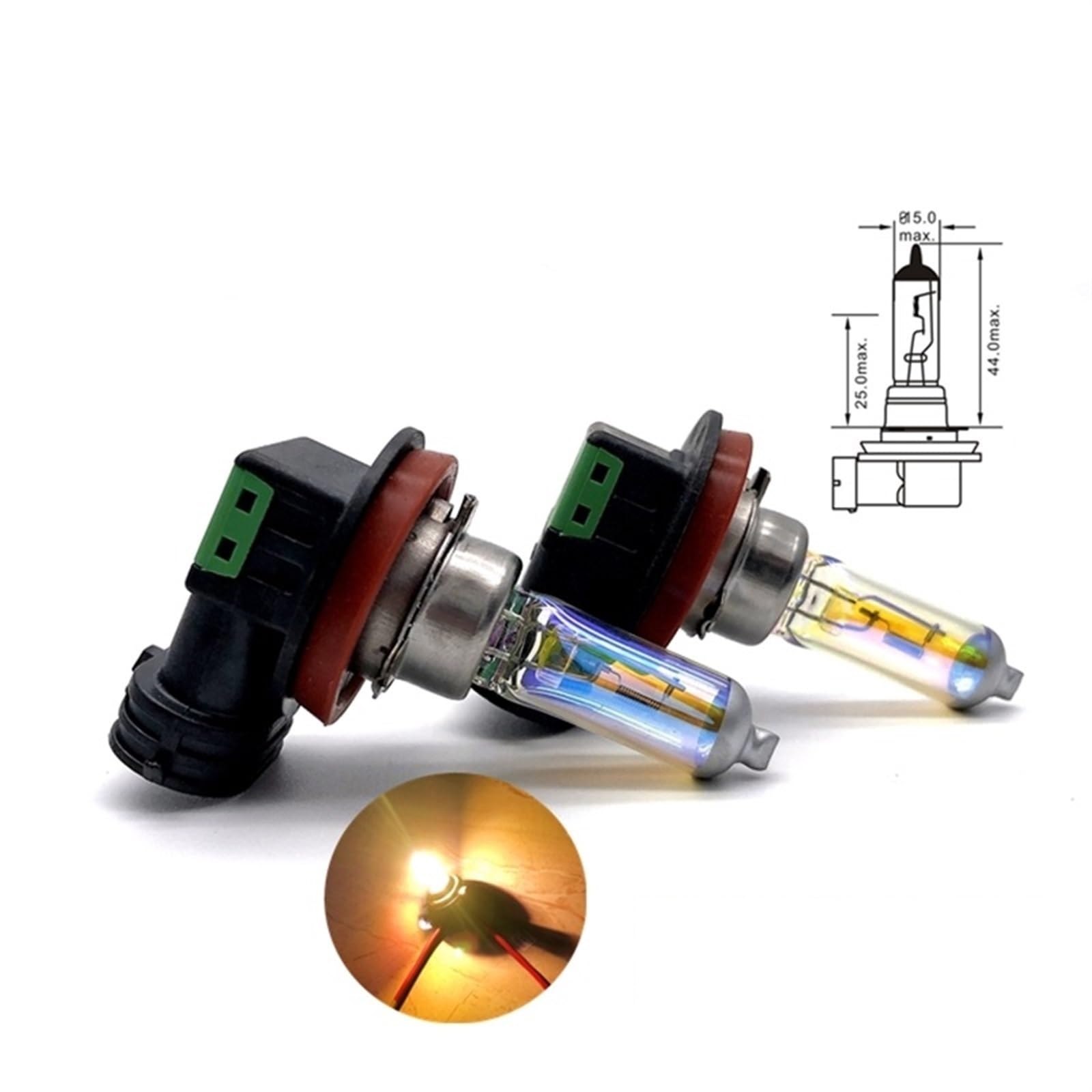 2 uds H1 H3 H4 H7 H8 H11 faro súper amarillo 2300K HB3 HB4 9012 lámpara halógena mejora la lluvia y la luz antiniebla bombilla de coche (Color : Super Yellow, Size : H1)